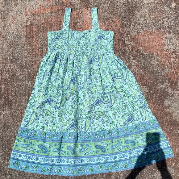 Styled by Saybury 80’s Vintage Paisley Sundress Smocked Bodice LARGE 100% Cotton - Picture 3 of 11